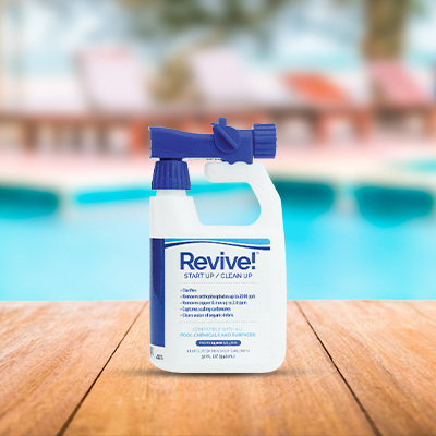 REVIVE! pool water treatment 32 fl oz bottle available at Pools Plus More in Yorktown Heights, NY.