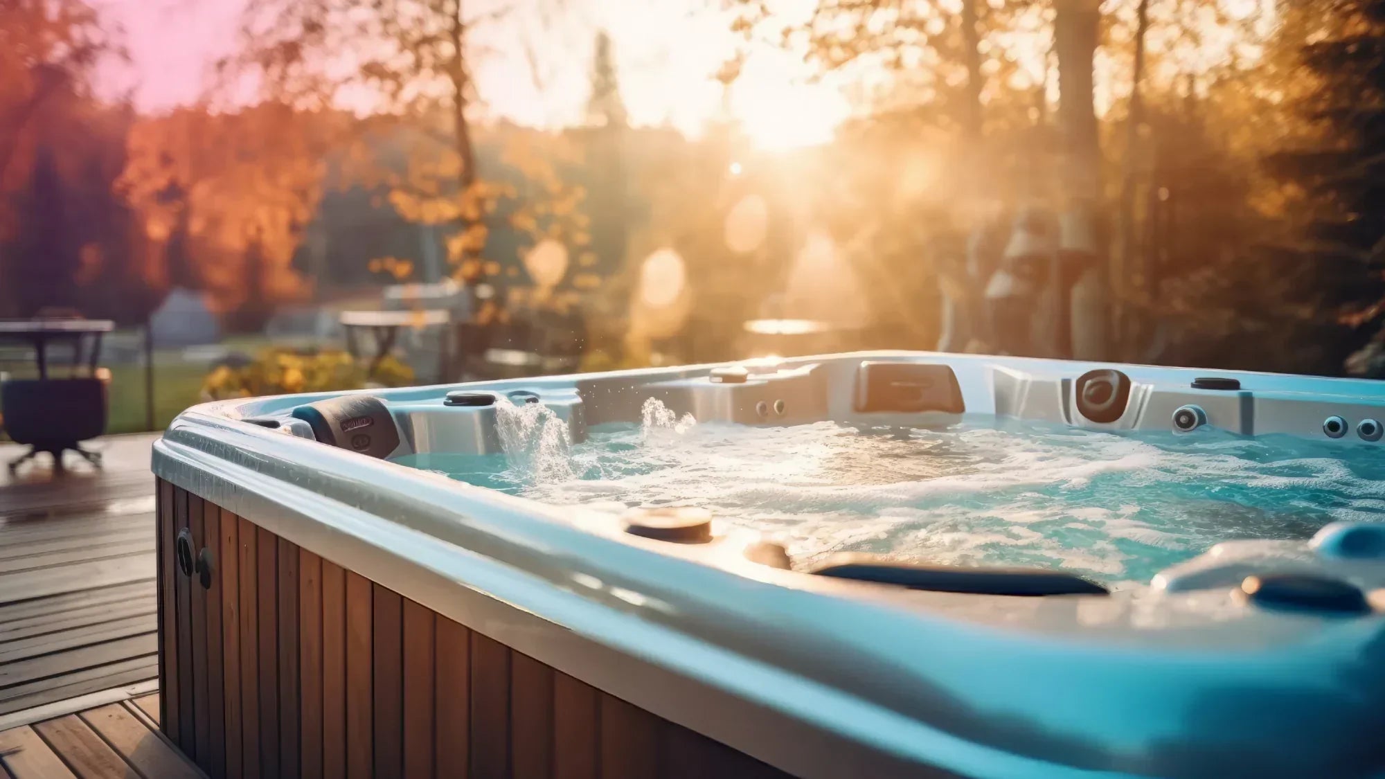 Hot tub water being treated with enzyme cleaners for clearer, balanced water